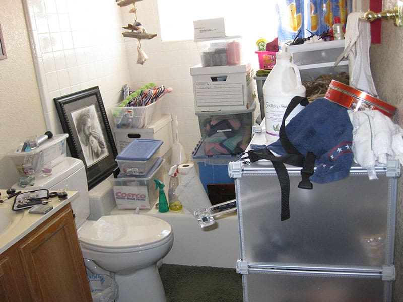 Unorganized Guest Bathroom - Before